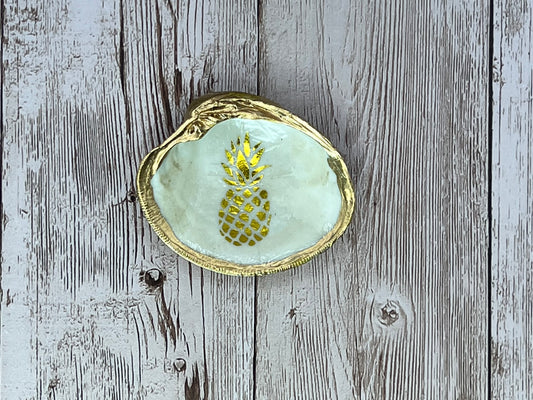 Small Oyster Shell Ring Dish with Pineapple