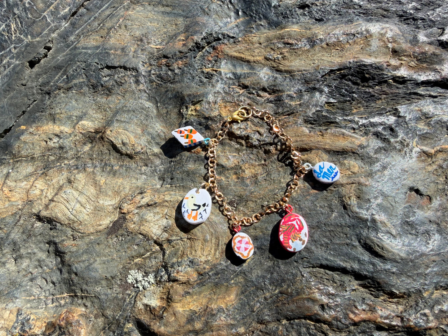 Hand Painted Ocean Charm Bracelet