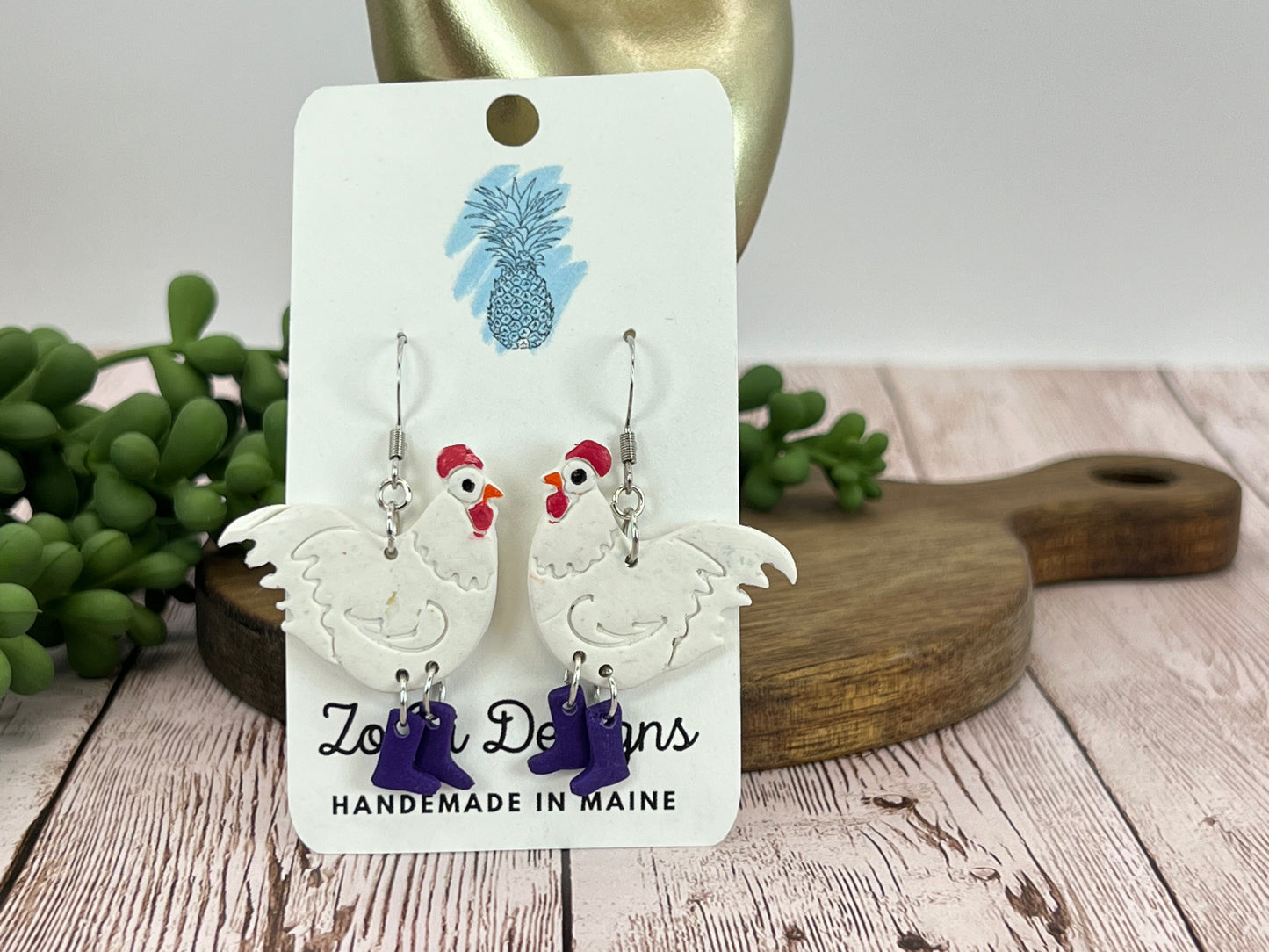 Chicken Boot Earrings