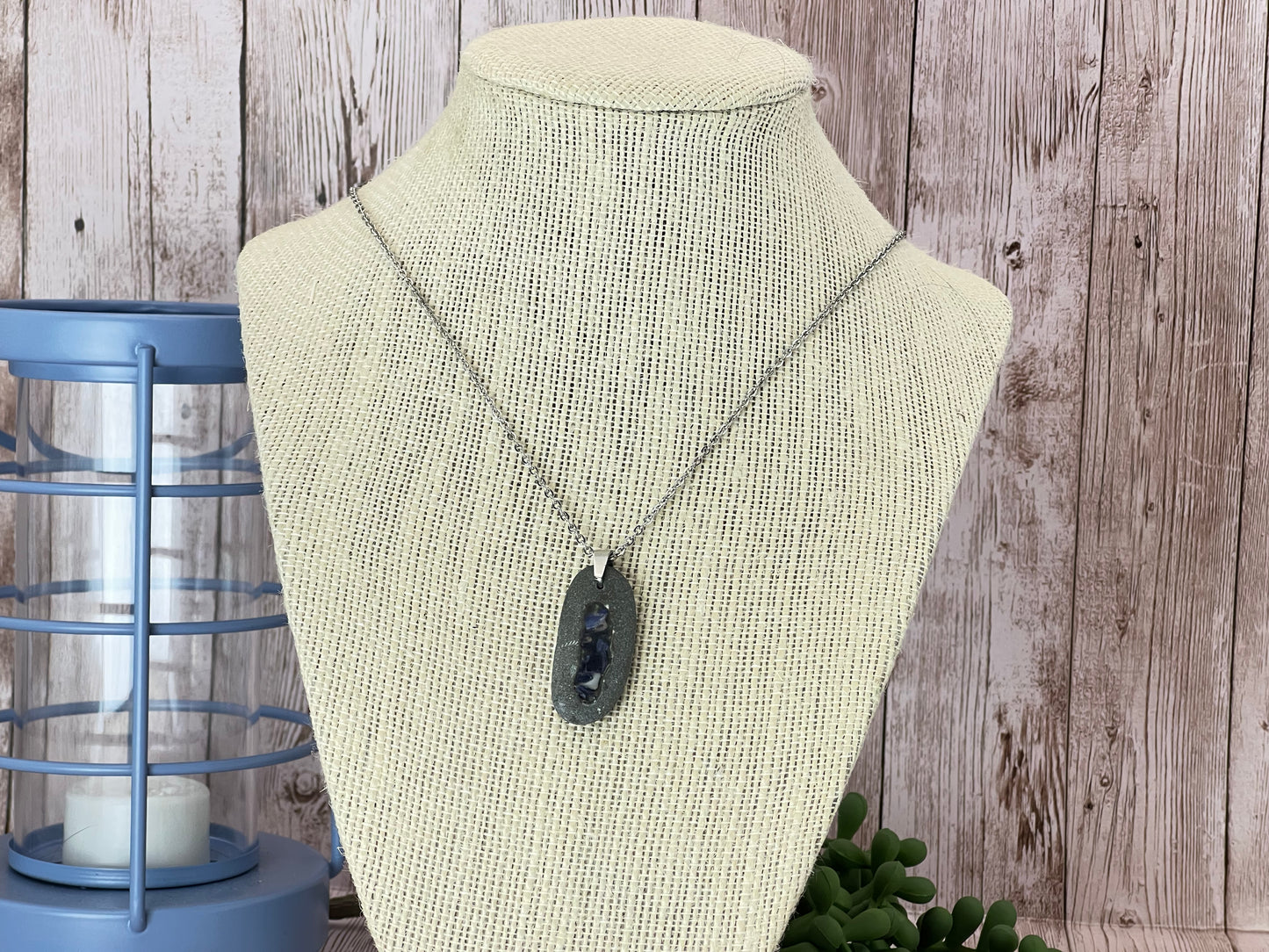 Resin Filled Beach Stone Necklace