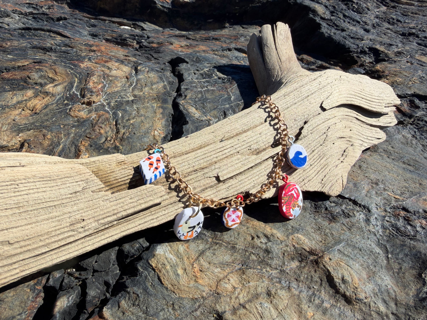 Hand Painted Ocean Charm Bracelet